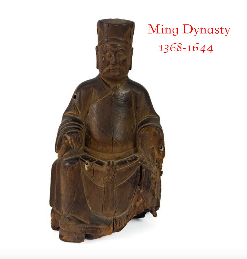 PXSTAMPS Genuine China Antique Ming Dynasty Chinese Wood Carving Statue Rare