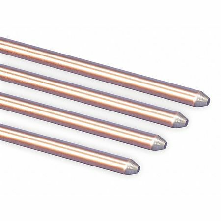 Nvent Erico 615840 Pointed End Ground Rod: 5/8 In Dia, 4 Ft L, Copper Bonded