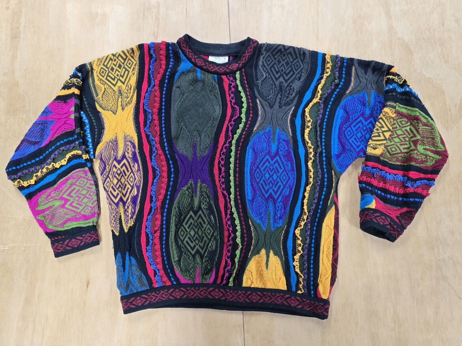 Vintage 90s COOGI Australia Multicolor 3D Knit Sweater Authentic Size Large