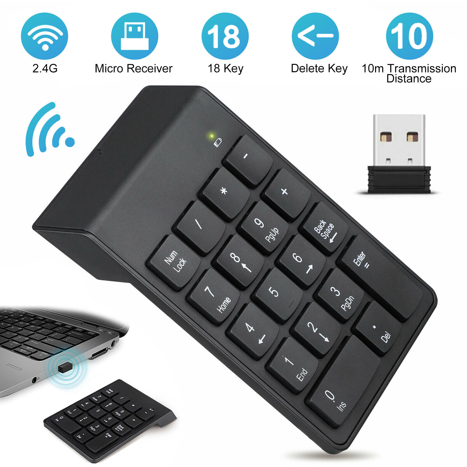Wireless USB Number Pad Numpad Numeric Keypad Number Keyboard For Laptop Desktop