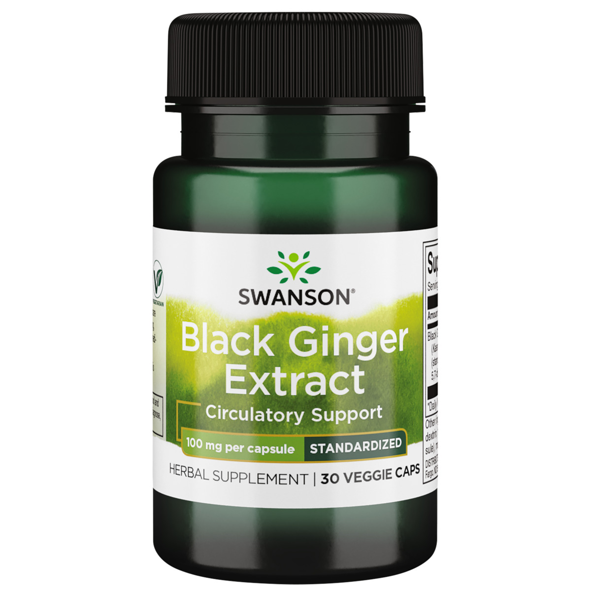 Swanson Black Ginger Extract-Supports Heart, Muscle, & More 100 mg (30 Veg Caps)
