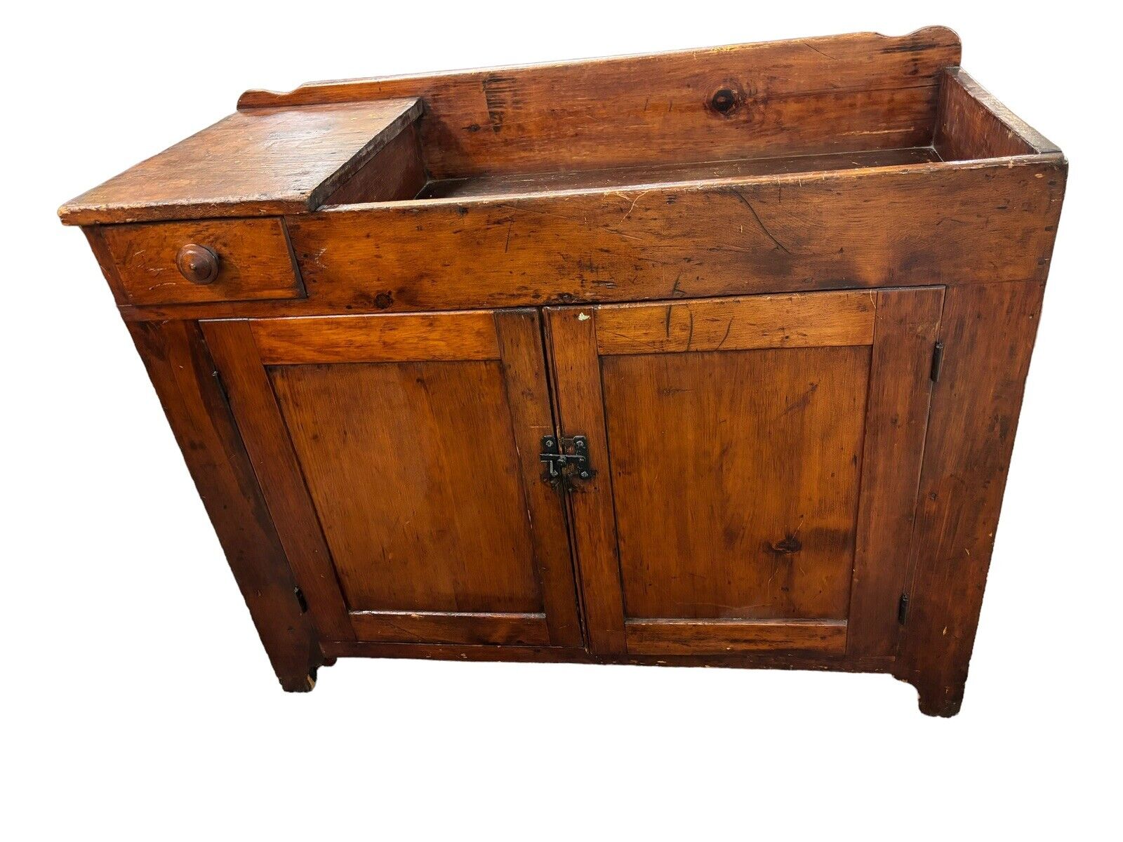 1800s Pennsylvania dry sink cabinet with drawer and Two Door Cupboard.