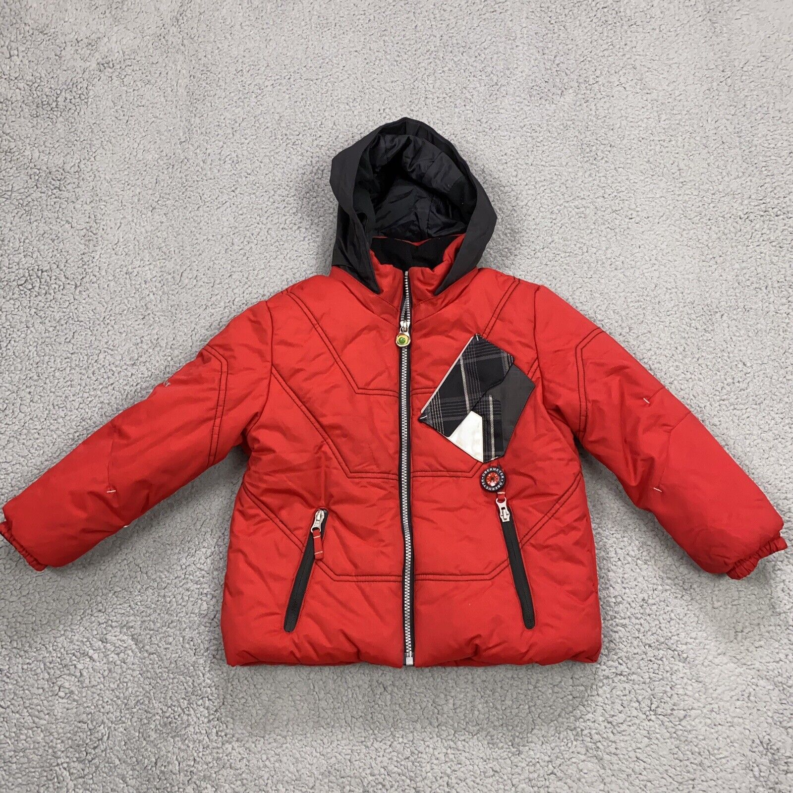 Obermeyer Jacket Boys Size 5 Red Snow Ski Compass I Grow Hood Puff Insulated