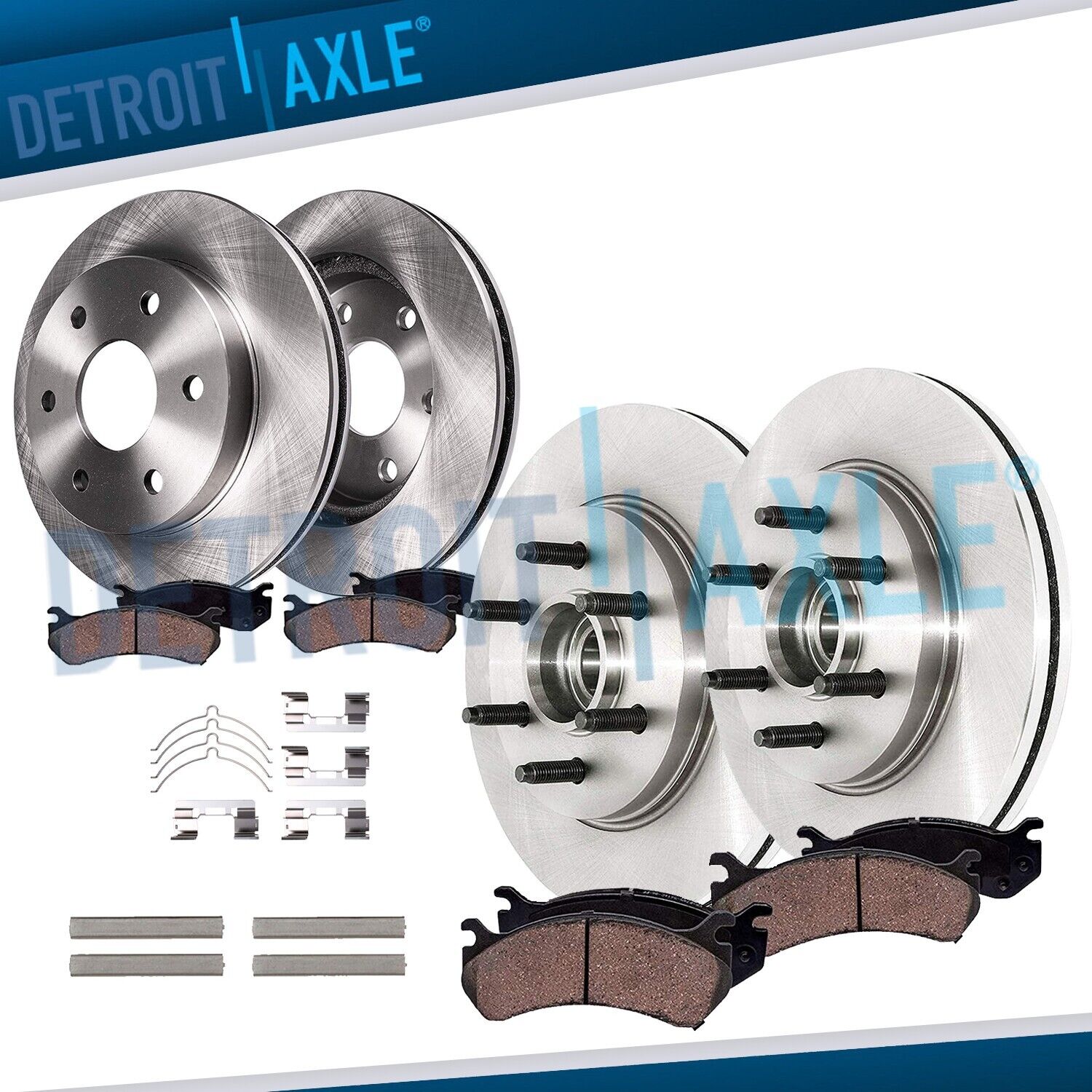 Front & Rear Rotors Ceramic Pads for 2004-2007 2008 F-150 Mark LT - 6 Lugs 2WD