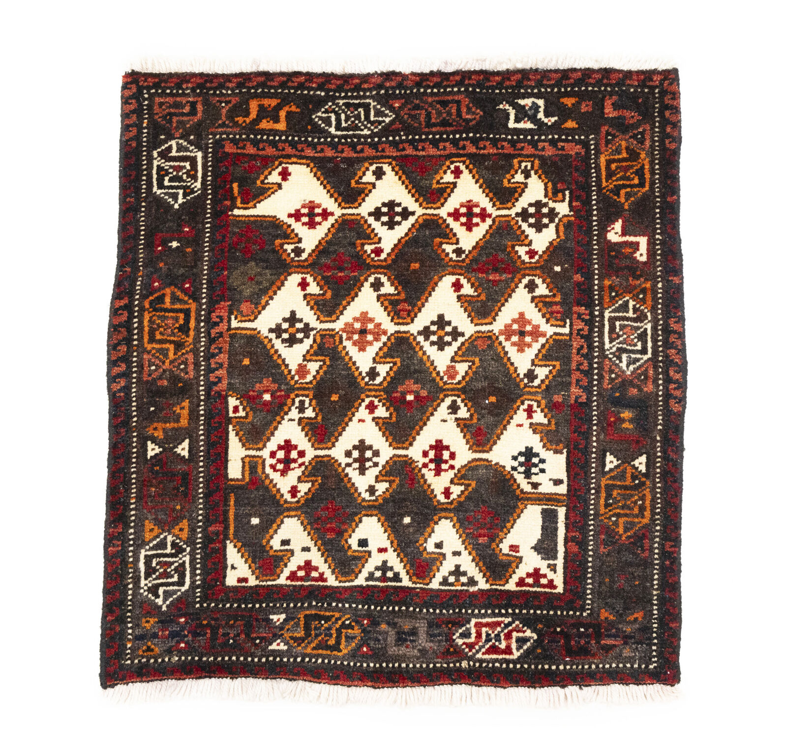 Vintage Tribal Design Handmade 2X2 Small Square Rug Oriental Farmhouse Carpet
