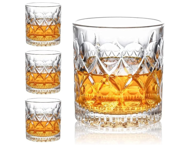 Double Old Fashioned Glasses Waterford  Style Scotch Whiskey Crystal Set of 4