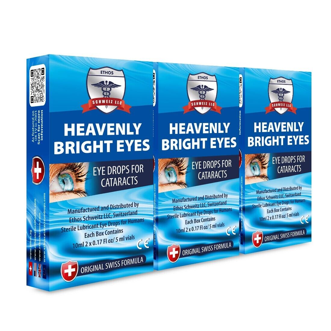 Cataracts Ethos Heavenly Bright Eyes NAC Eye Drops 3 x Boxes 30ml Free Postage