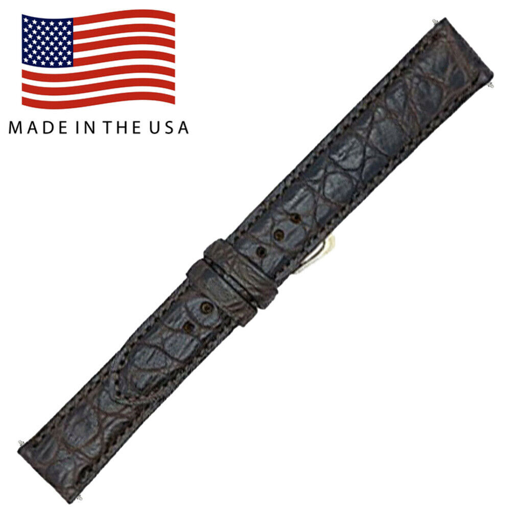 20mm Brown Matte Genuine Alligator Watch Strap MADE IN THE USA 6051