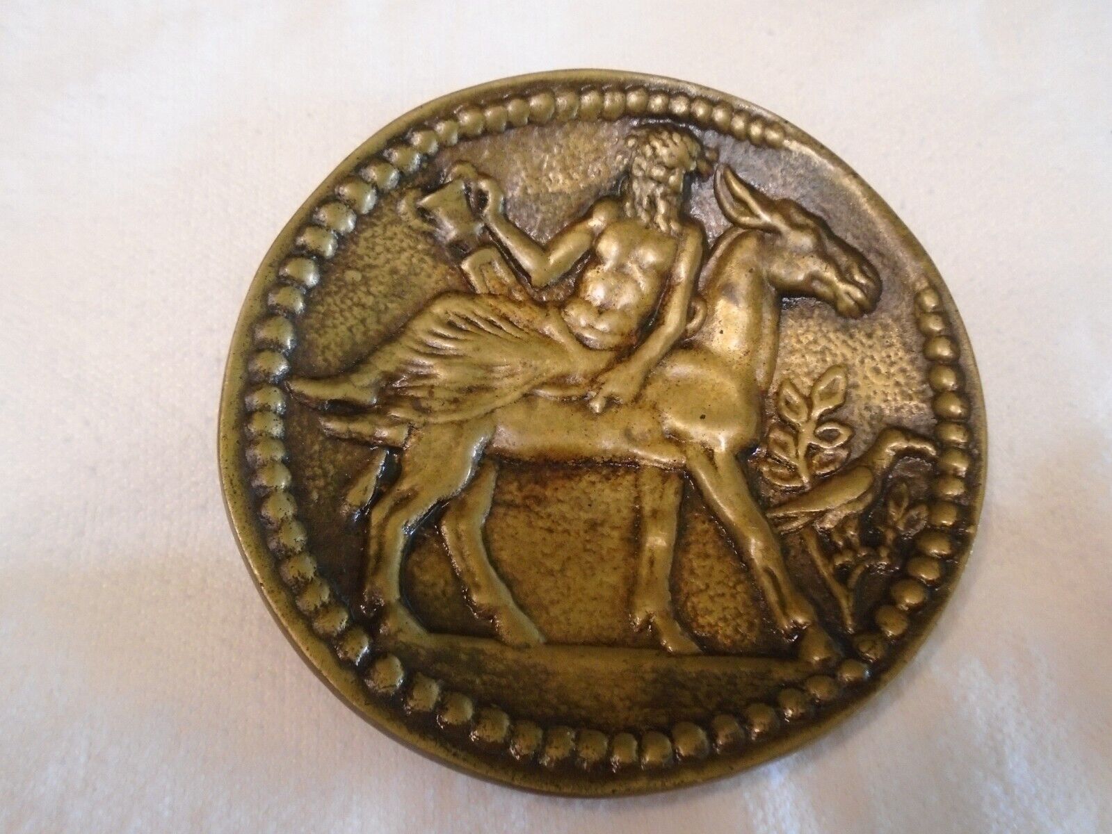 Antique Le Verrier Bronze Art France Trinket Coin Tray Dish Dionysus 450 BC