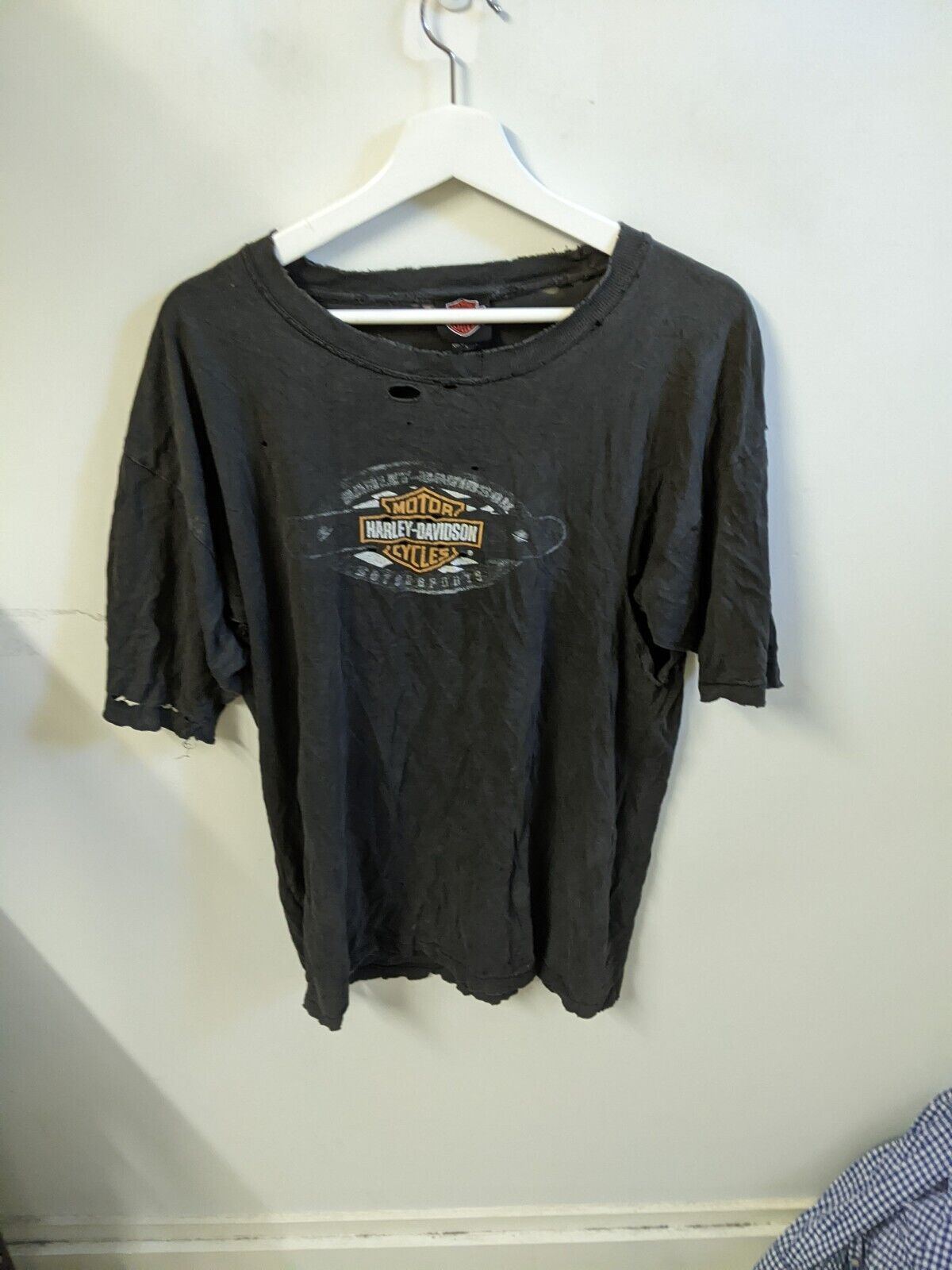 Harley Davidson Shirt Mens Small Black Thrashed Vintage Distressed Y2K VTG