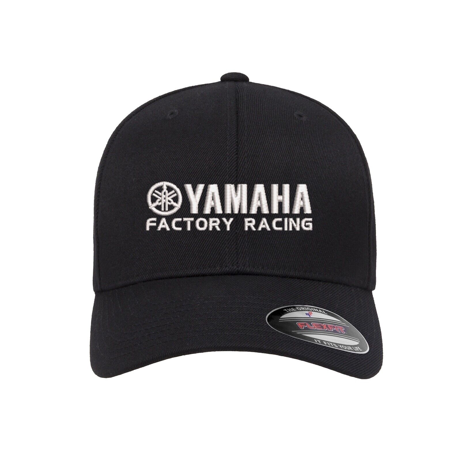 YAMAHA Factory Racing Logo Embroidered Flexfit Hat Flat and Curved 