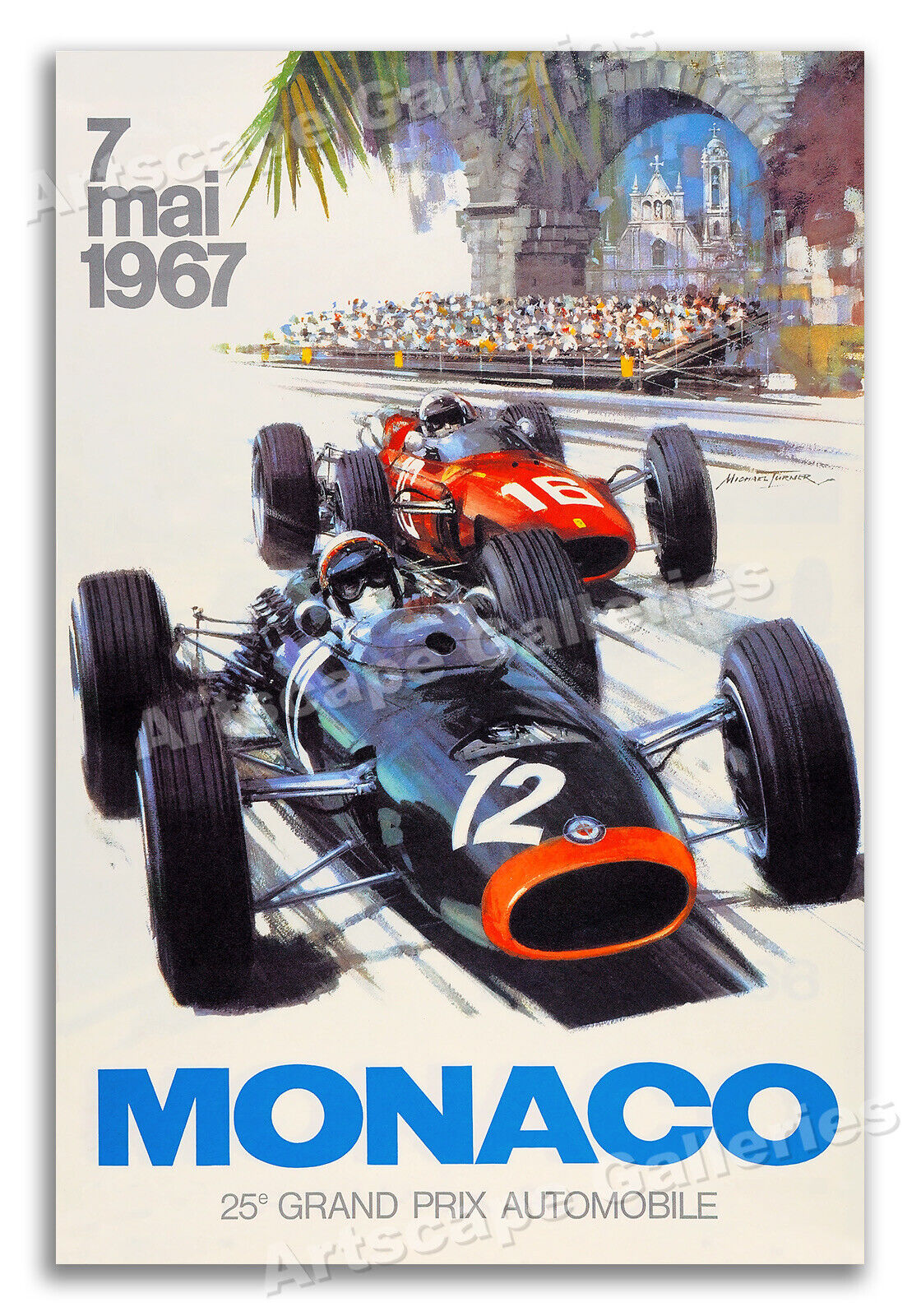 1967 Monaco Grand Prix - Vintage Style Racing Poster - 16x24