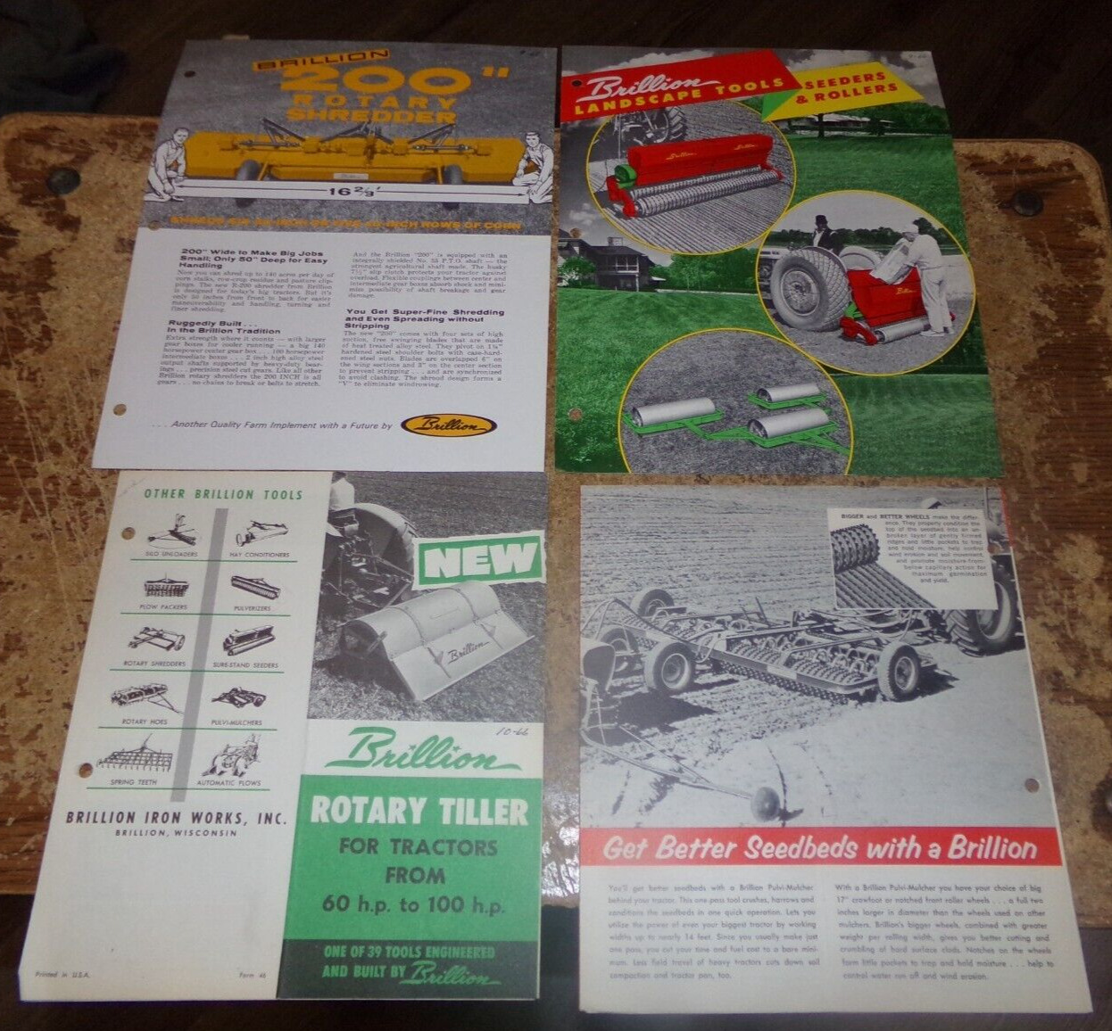 4-lot 60\'s brillion equipment brochures in nice shape used