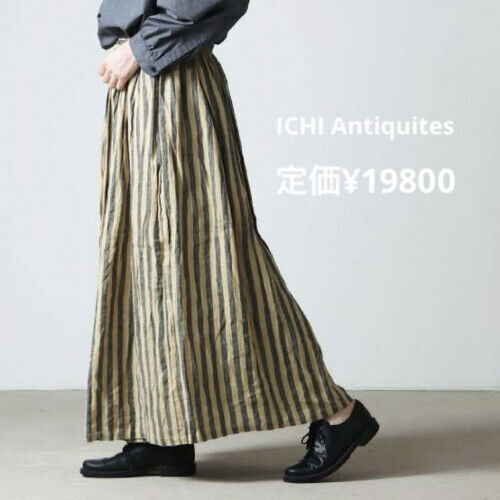 Ichi Antiques Linen Higashi-nishiki Striped Skirt New
