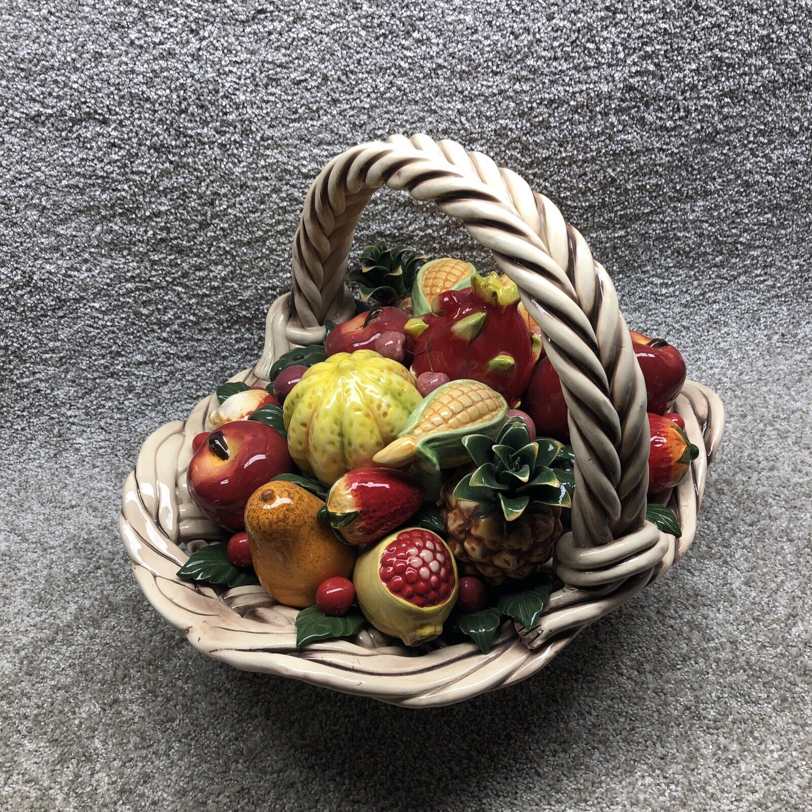 Vintage Imperial Italian Design Porcelain Fruit Basket Decorative 18x13x14 21lb