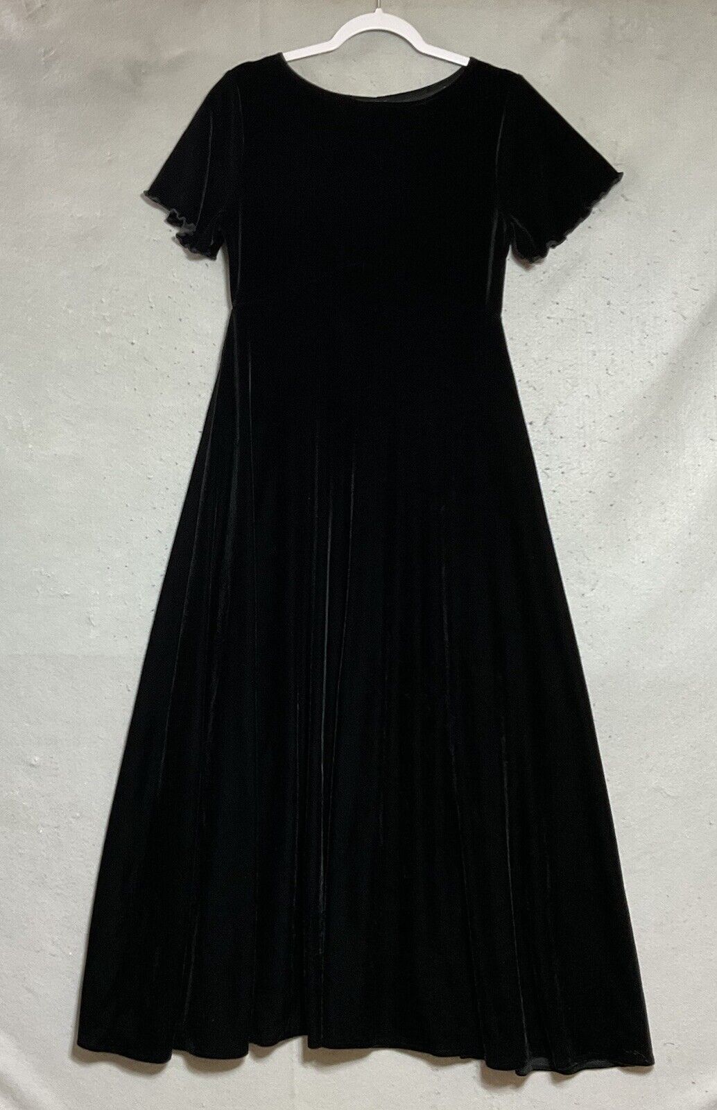 Vintage Dress Women Medium Black Velveteen Maxi Classic Capsule Holiday Party