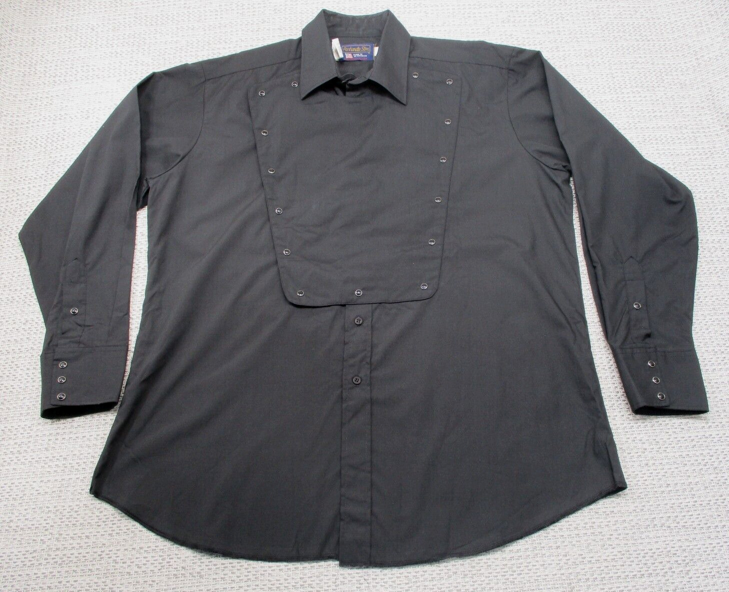Vintage Panhandle Slim Shirt Mens XL Black Pearl Snap Western Bib Made in USA