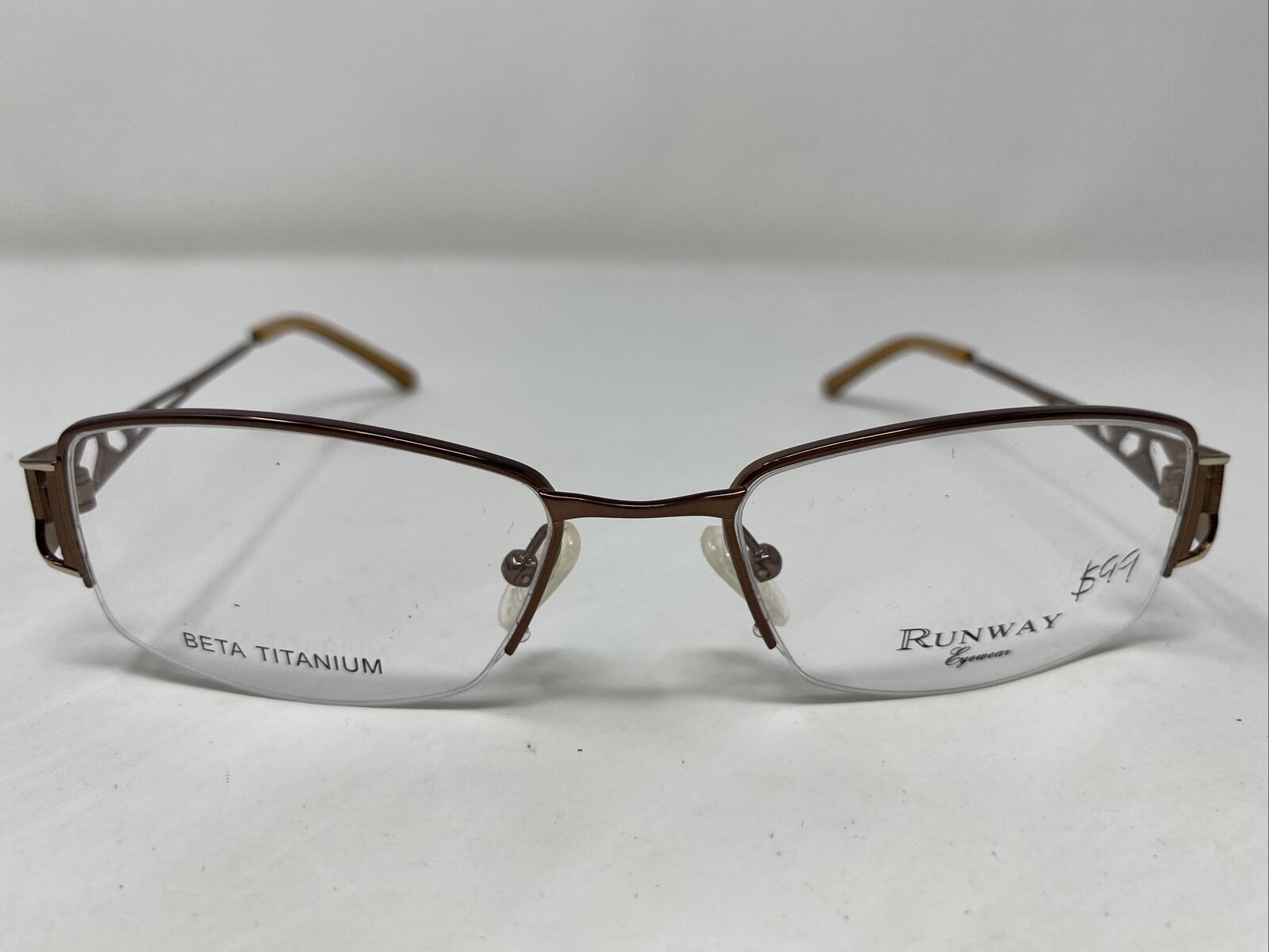 Runway Eyewear RT813 BROWN 52-18-135 Half Rim Metal Eyeglasses Frame C18