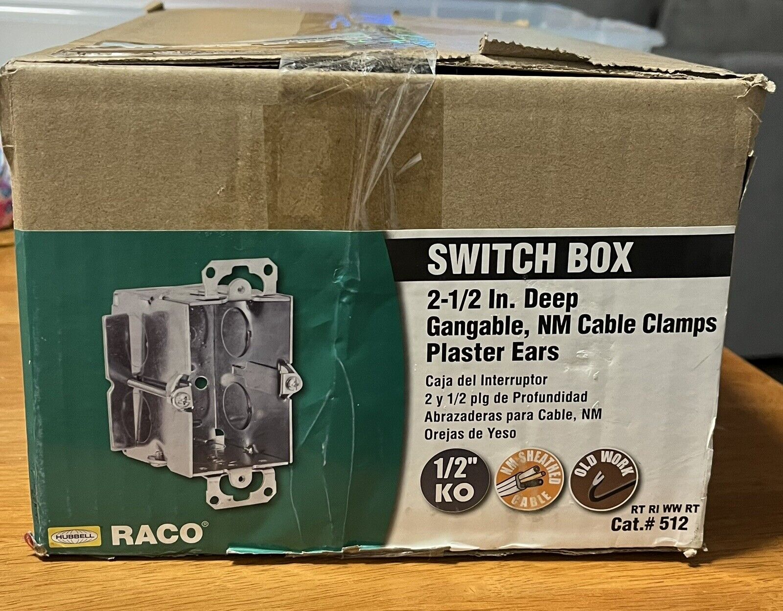 Hubbell Raco 512 Switch Box with Plaster Ears for Old Work, Box Of 20 Qty New