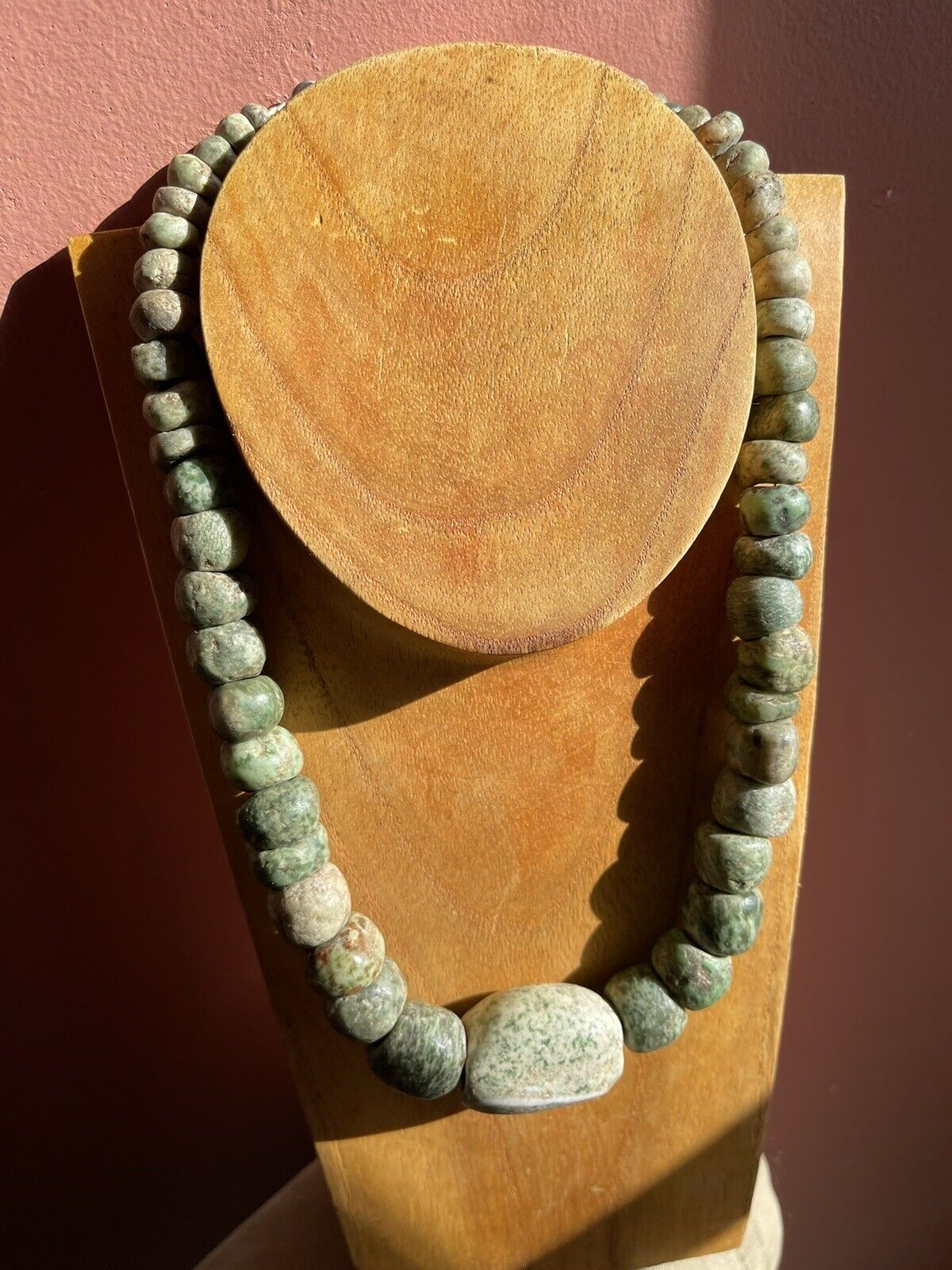 pre columbian  Chontal  Mezcala  Mayan  Olmec   Green  stone  Necklace