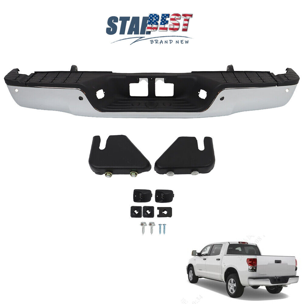 For 2007-12 13 Toyota Tundra With Sensor Holes Chrome Rear Step Bumper Assembly