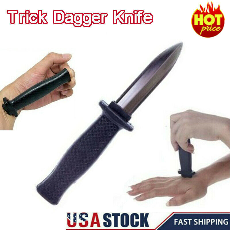 Retractable Dagger Knife Fake Blade Trick Fun Joke Prank Props Halloween Gag Toy