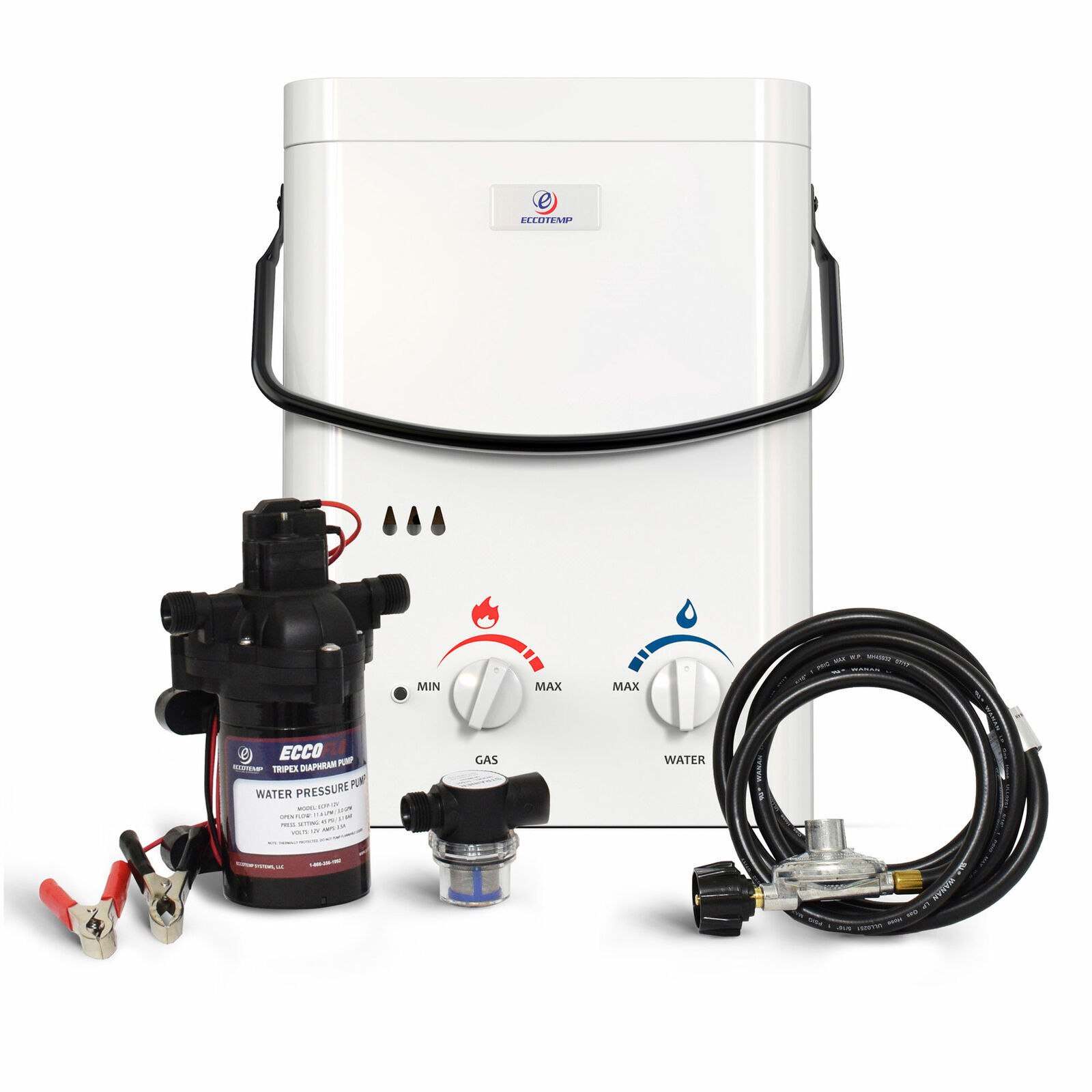 Eccotemp L5-PS Tankless Water Heater Propane 12V w Diaphragm Pump & Strainer
