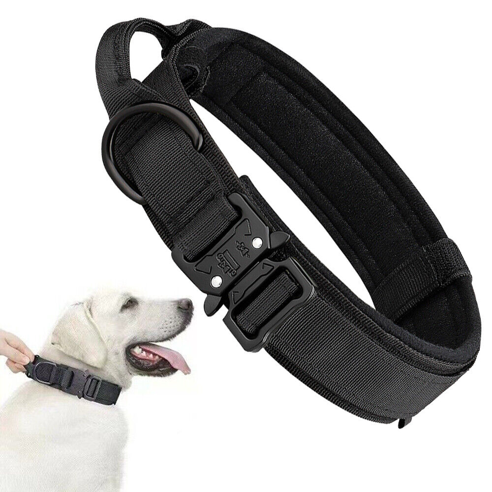 Tactical Dog Collar w/ Handle +Leash Heavy Duty Military Service Canine Training
