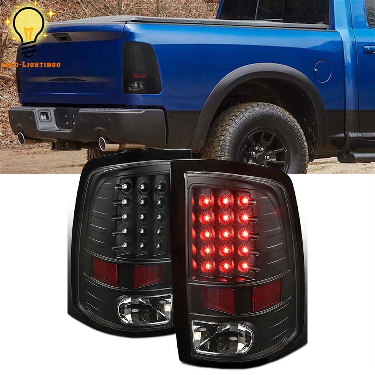 Smoked Lens  Tail Lights Assembly For 2009 2010 2011-2018 Dodge Ram 1500 LH+RH