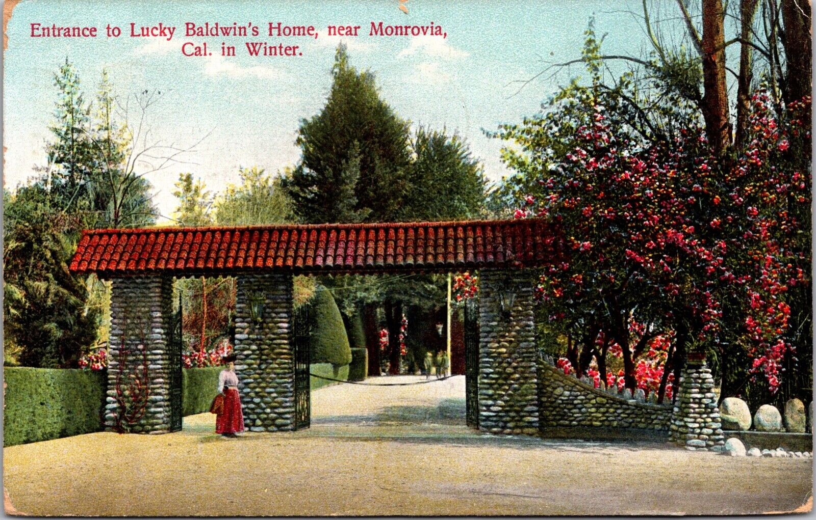 Postcard Entrance to Lucy Baldwin's Home near Monrovia, California~1149