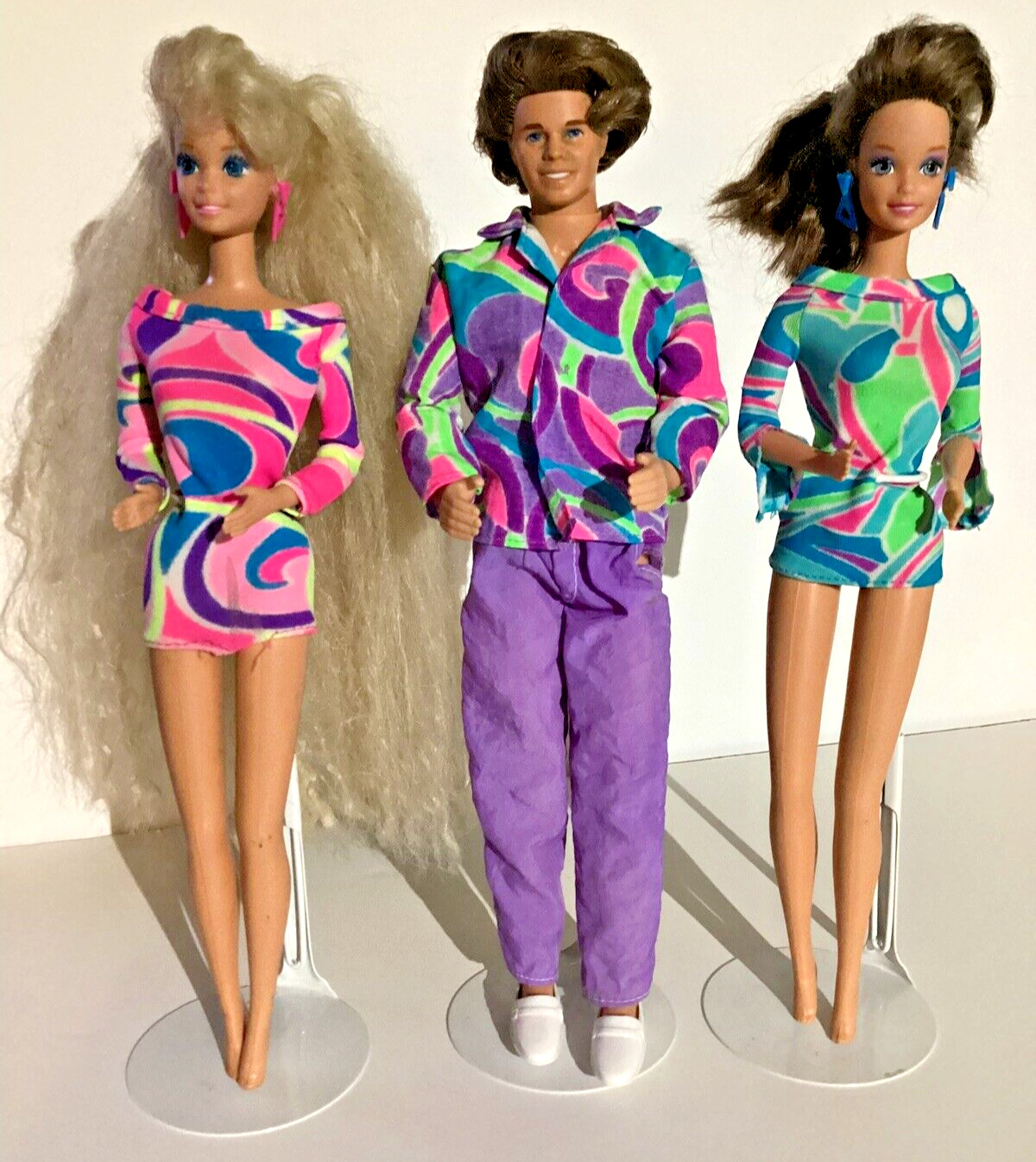 Vintage 1991 Totally Hair Barbie LOT of 3 Dolls Blond, Brunette and Ken WOW