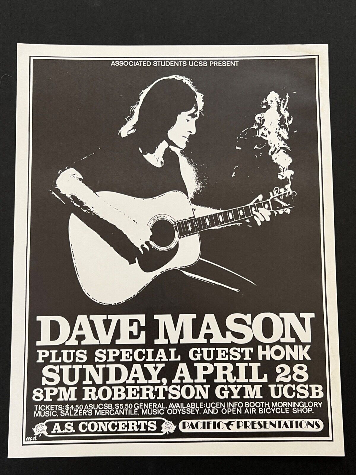 Dave Mason Honk UC Santa Barbara 1974 Original Concert Poster AOR
