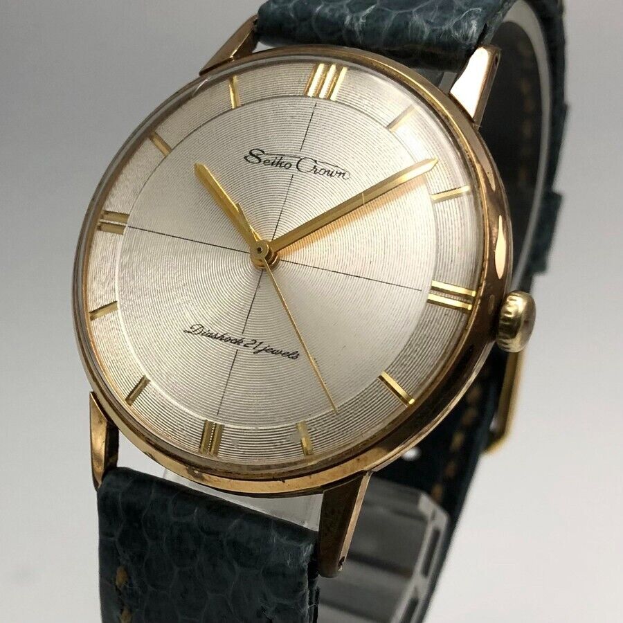 Vintage 1962 Seiko Crown Rare Record Dial Gold Filled J15003E Hand-winding #1500