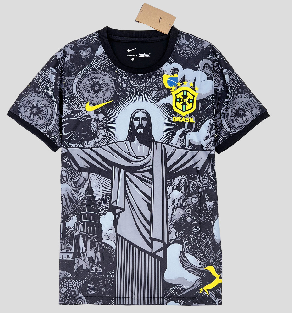 Brazil Jesus Christ The Redeemer Jersey Kit Special Edition Gold Shirt