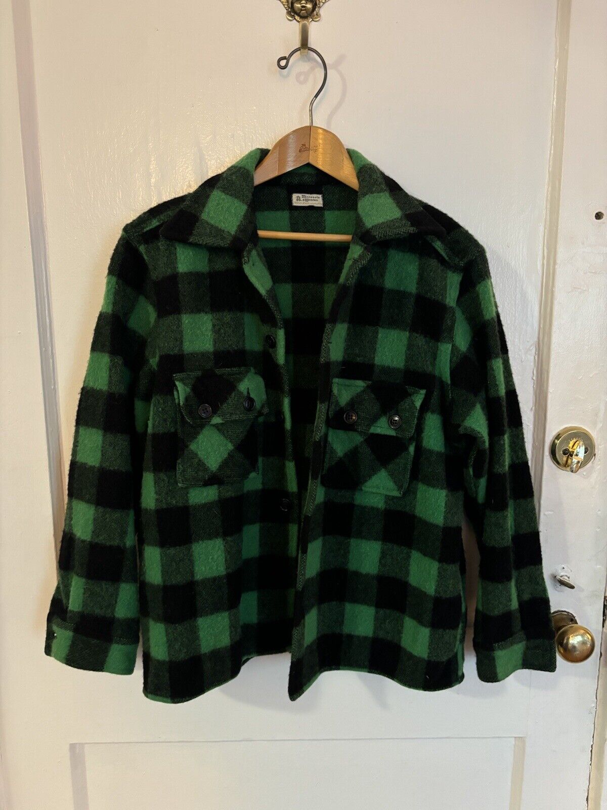 Vintage 1950s Buffalo Plaid Green Jacket - Minnesota Woolen - Medium / Large