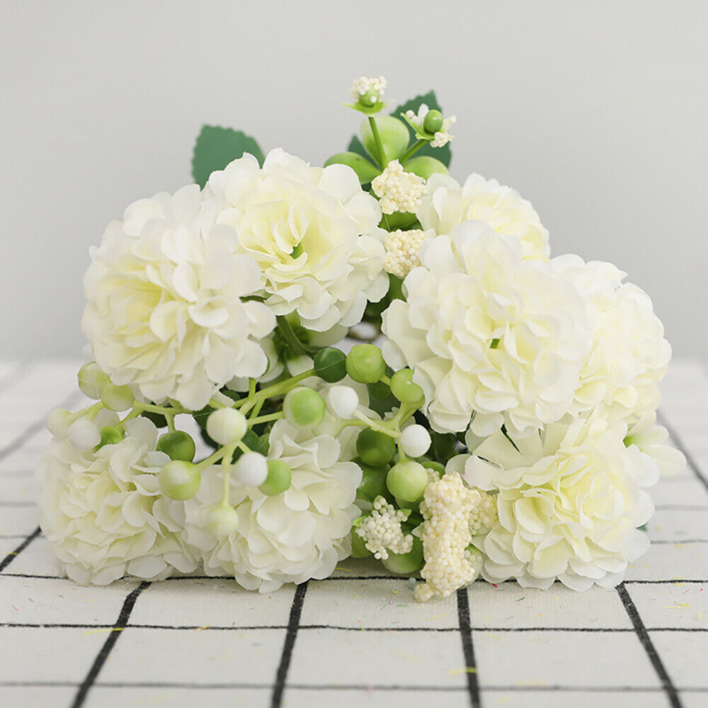 10 Heads Silk Small Hydrangea Bouquet Artificial Flower Wedding Home Party Decor