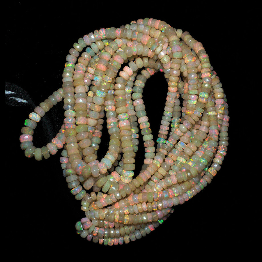 30.20 Cts Natural Ethiopian Opal Untreated Flashy Faceted Beads Gems 16\