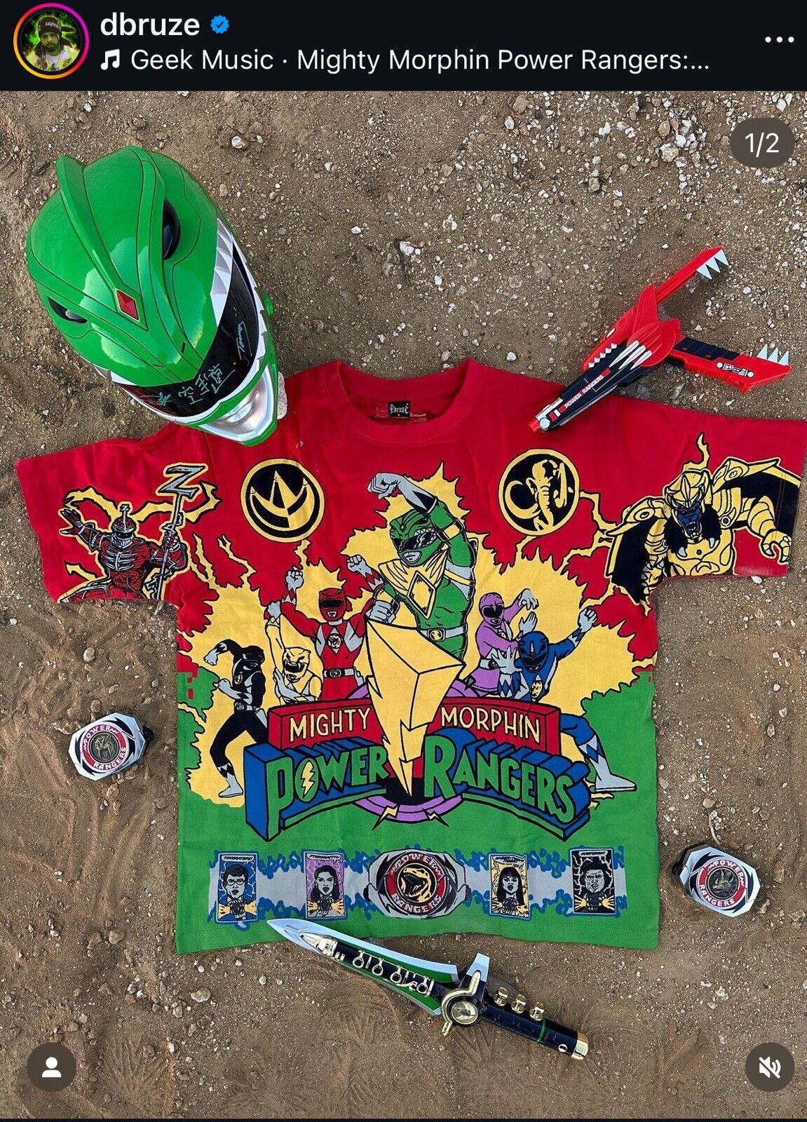 Dbruze Power Rangers All Over Print Shirt XL