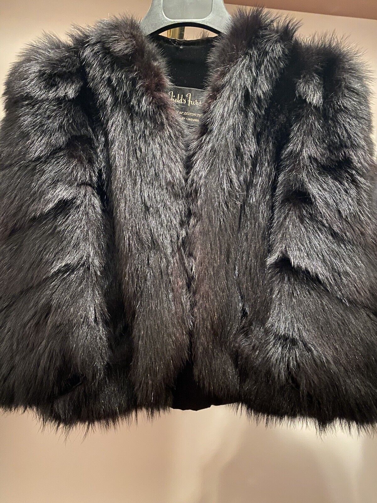 Authentic Vintage Mint Small Black Fox Fur Coat mid length 3/4 sleeve 1940-50\'s