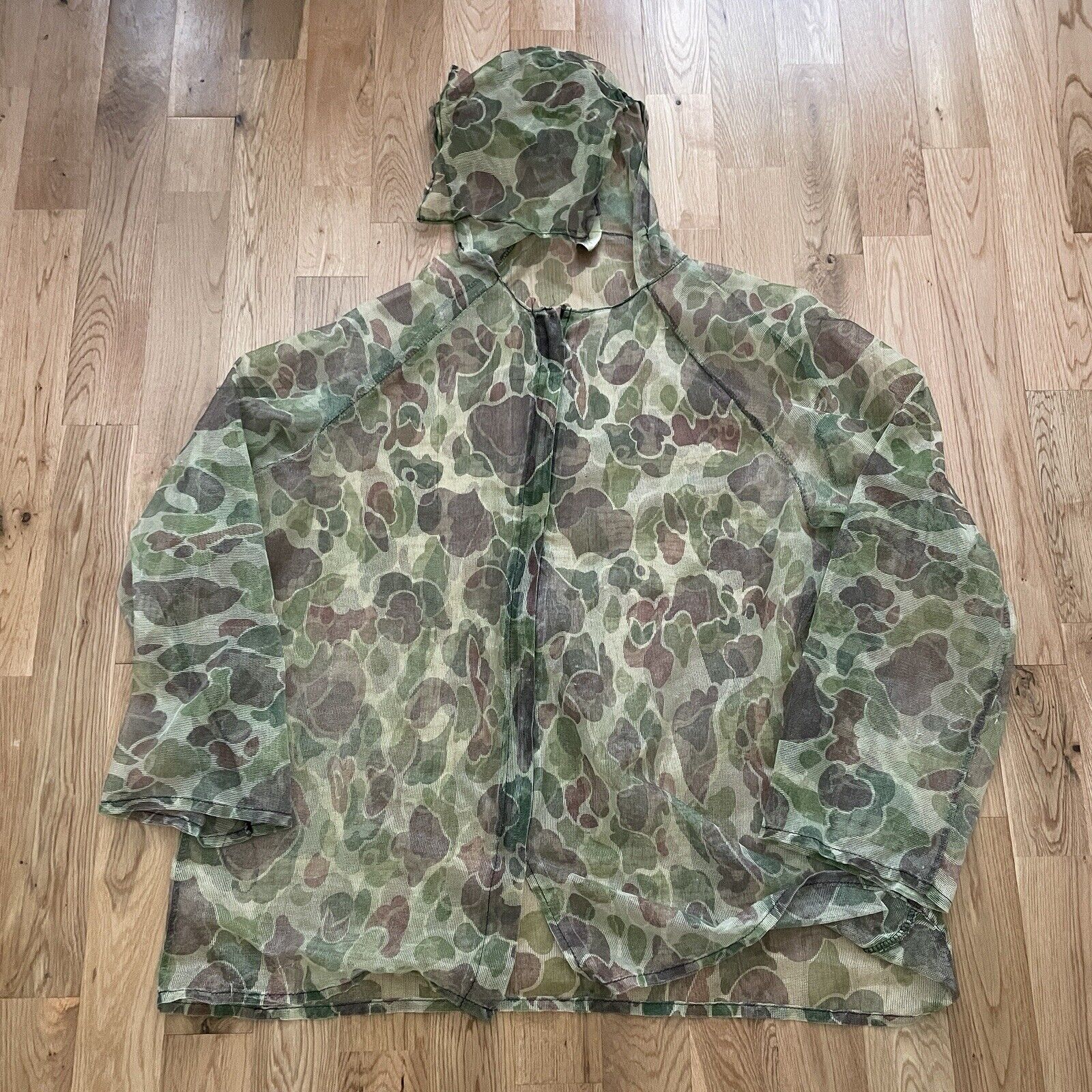 Vintage 80’s Rattlers Brand Duck Camo Mesh Hooded Jacket XL Made USA Woodland