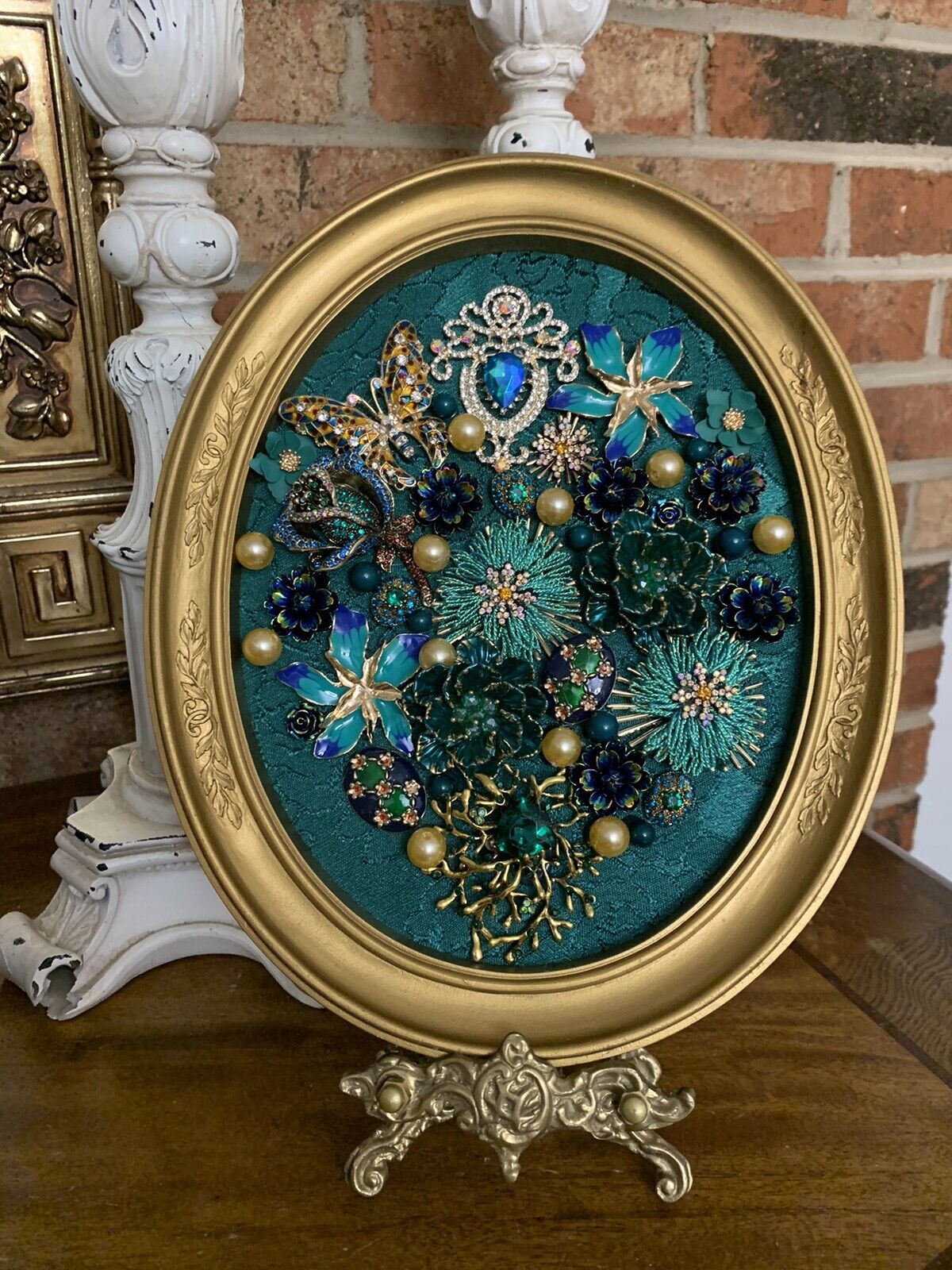 Vintage and Contemporary jewelry art framed