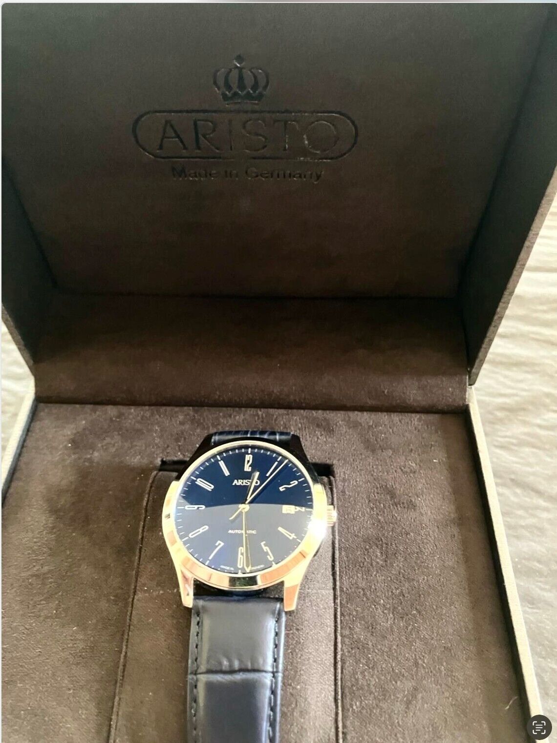 Aristo Bauhaus 38 Midnight Blue- 4H129- Sapphire- Men\'s Watch (NEW W/ TAGS)