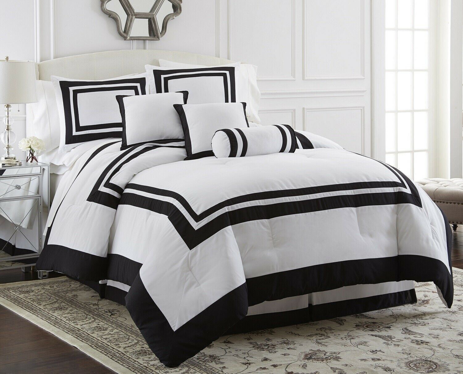 Chezmoi Collection 7-Piece Hotel style Comforter Set Full, Queen, King, Cal King