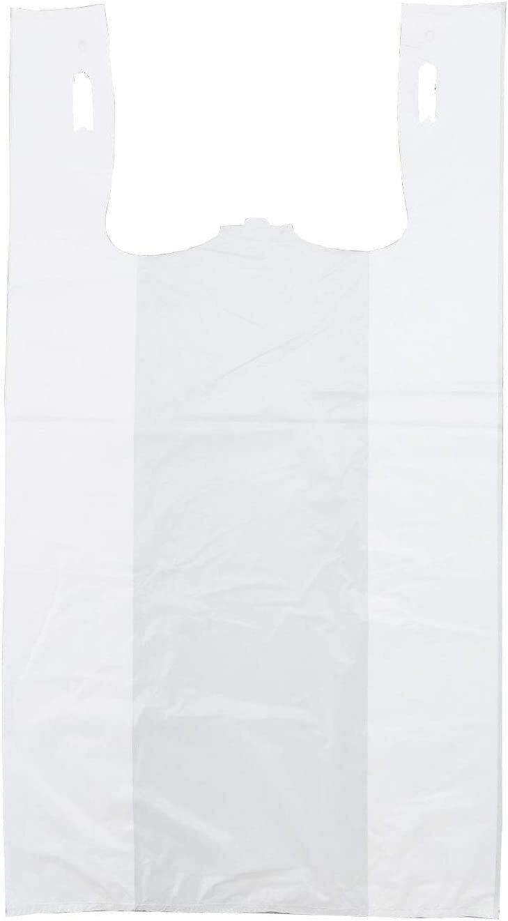Bags 1/6 Large 21 x 6.5 x 11.5 White  T-Shirt Plastic Grocery Shopping Bags F&S