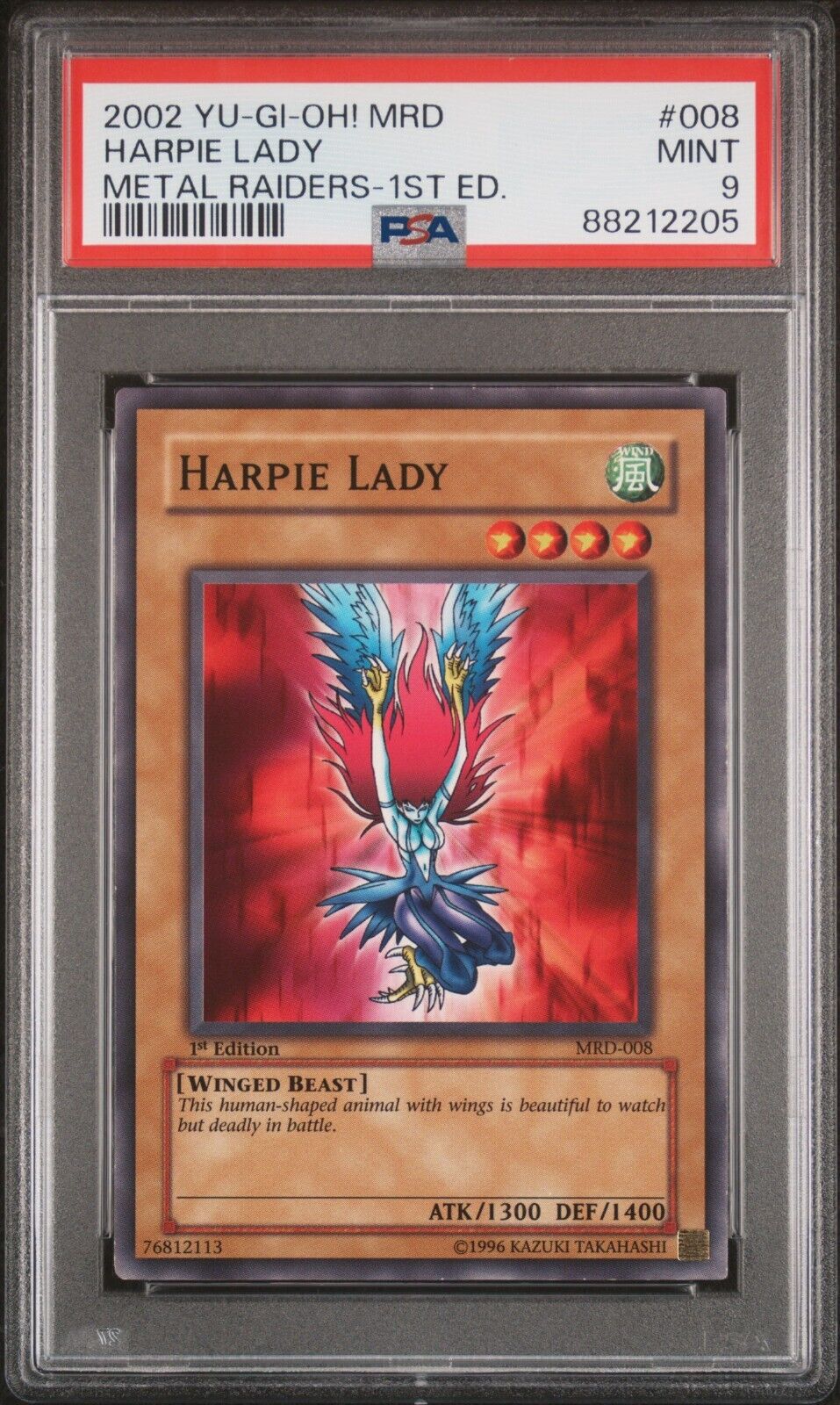 2002 PSA 9 YU-GI-OH Harpie Lady 1st Edition MRD-008 Mint