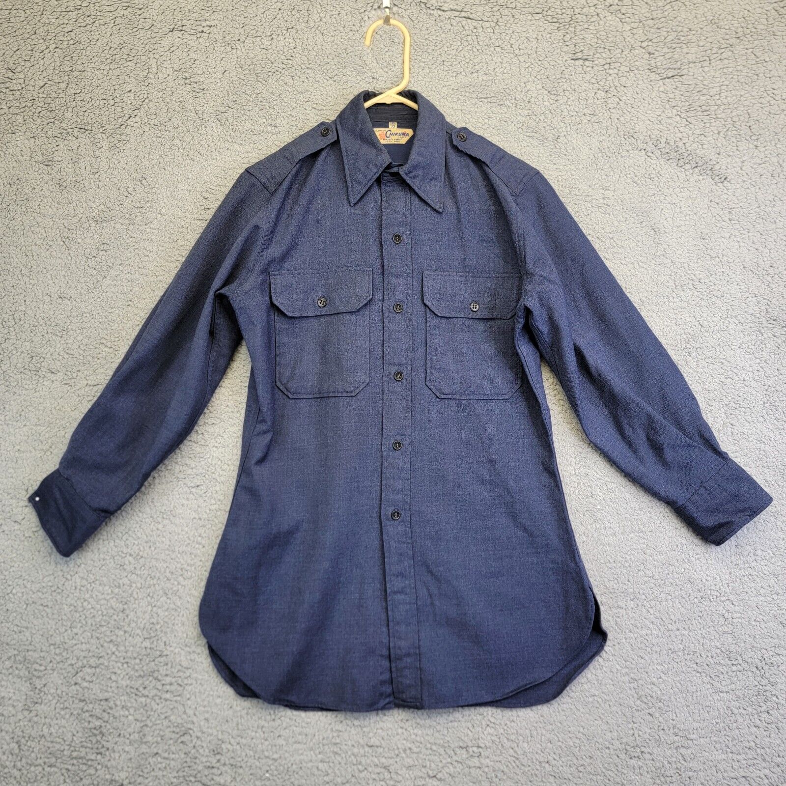 Vintage 50s CHIKUMA Uniform Work Shirt Mens S Military  Army 50s Osaka Japan