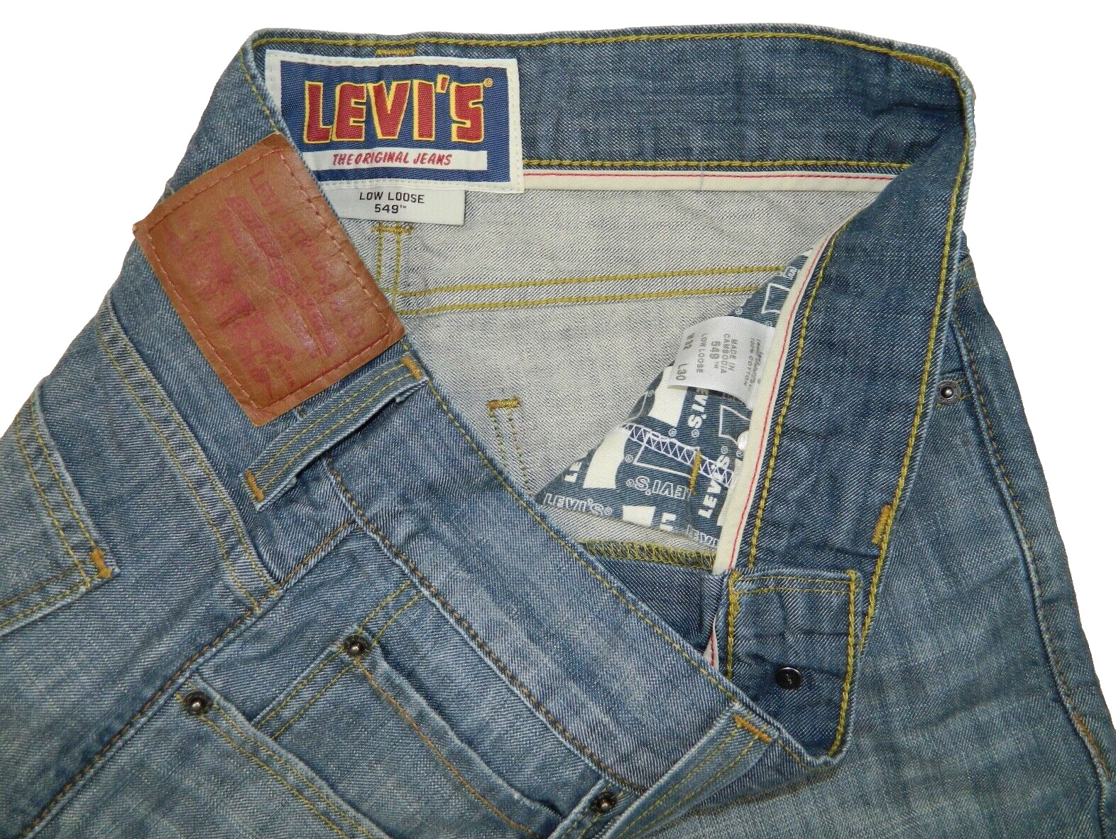 Levi\'s 549 Low Loose Premium Denim Blue Jeans Tag 32x30 measured Size 33x30 RARE
