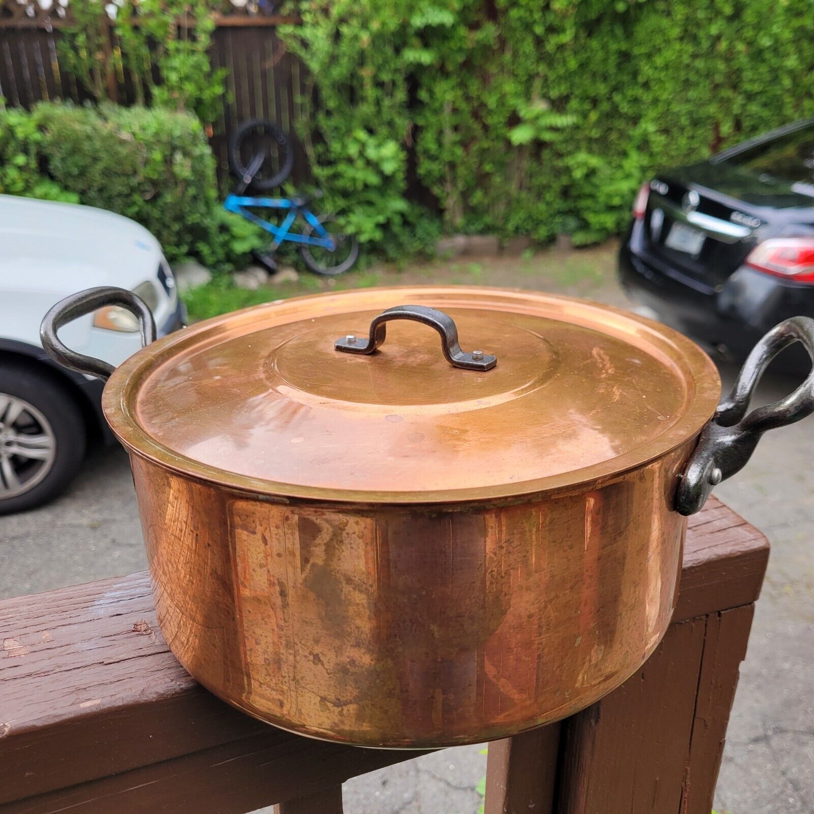  BAUMALU Copper Stock Pot Casserole double handle with lid  Alsace France 10\