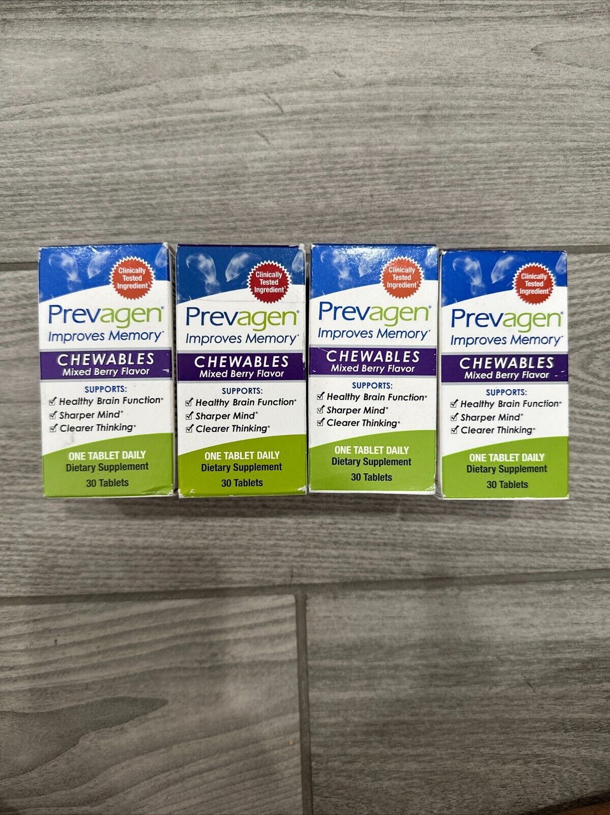 LOT of (4) Prevagen Mixed Berry Chewables 30 Tablets Per, 120 Tabs Total