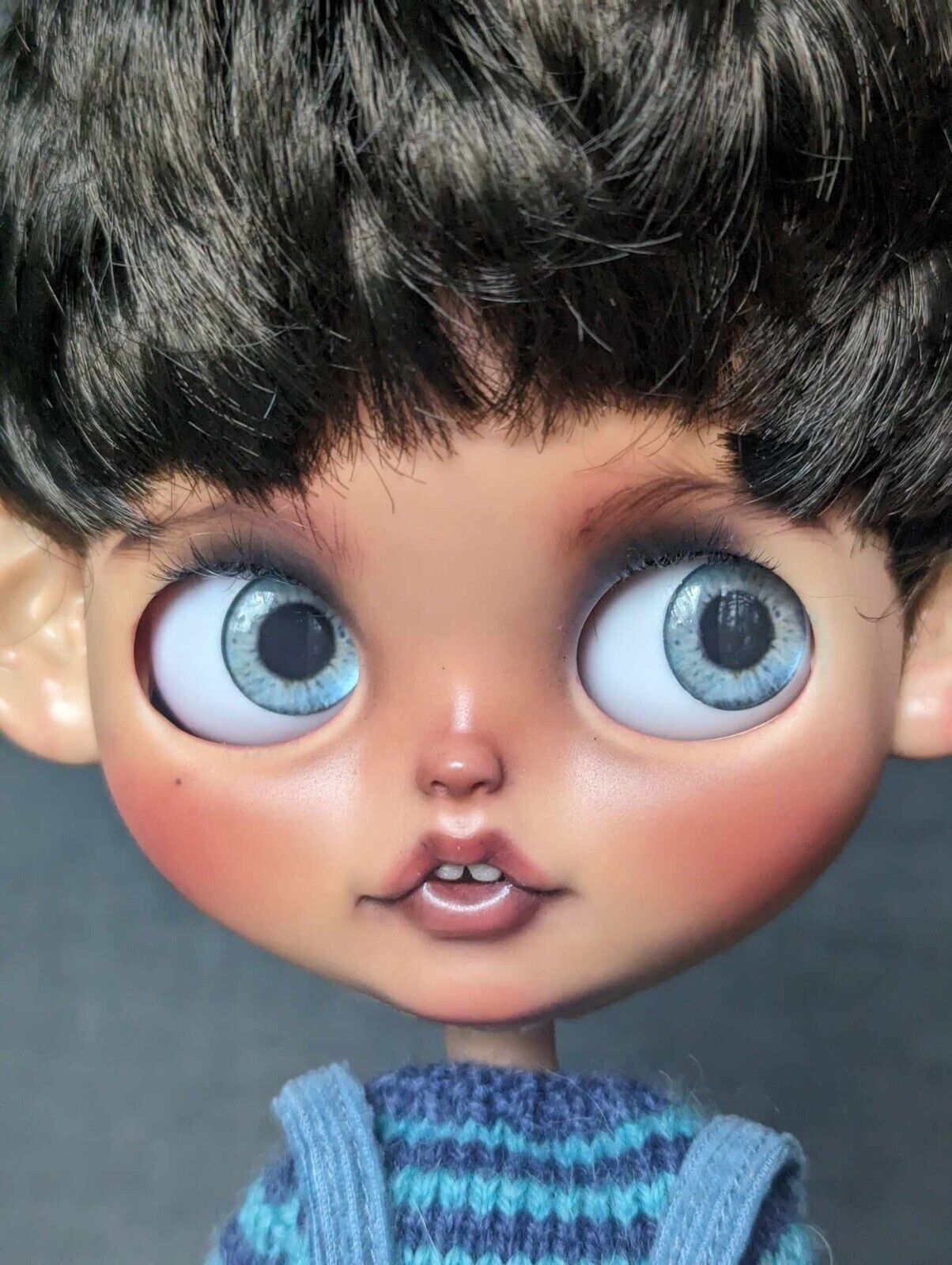 New Custom OOAK Blythe Doll - Rare Brown Boy Blythe  by Me Inst and Etsy artist